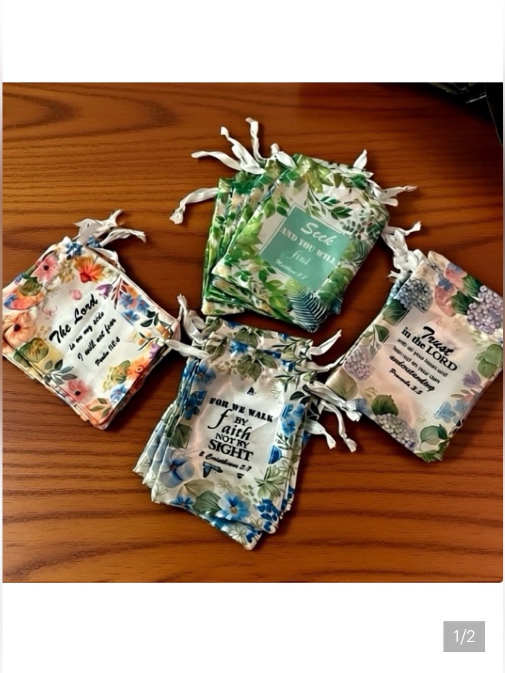 8 -5x7” drawstring Christian scripture silky bags